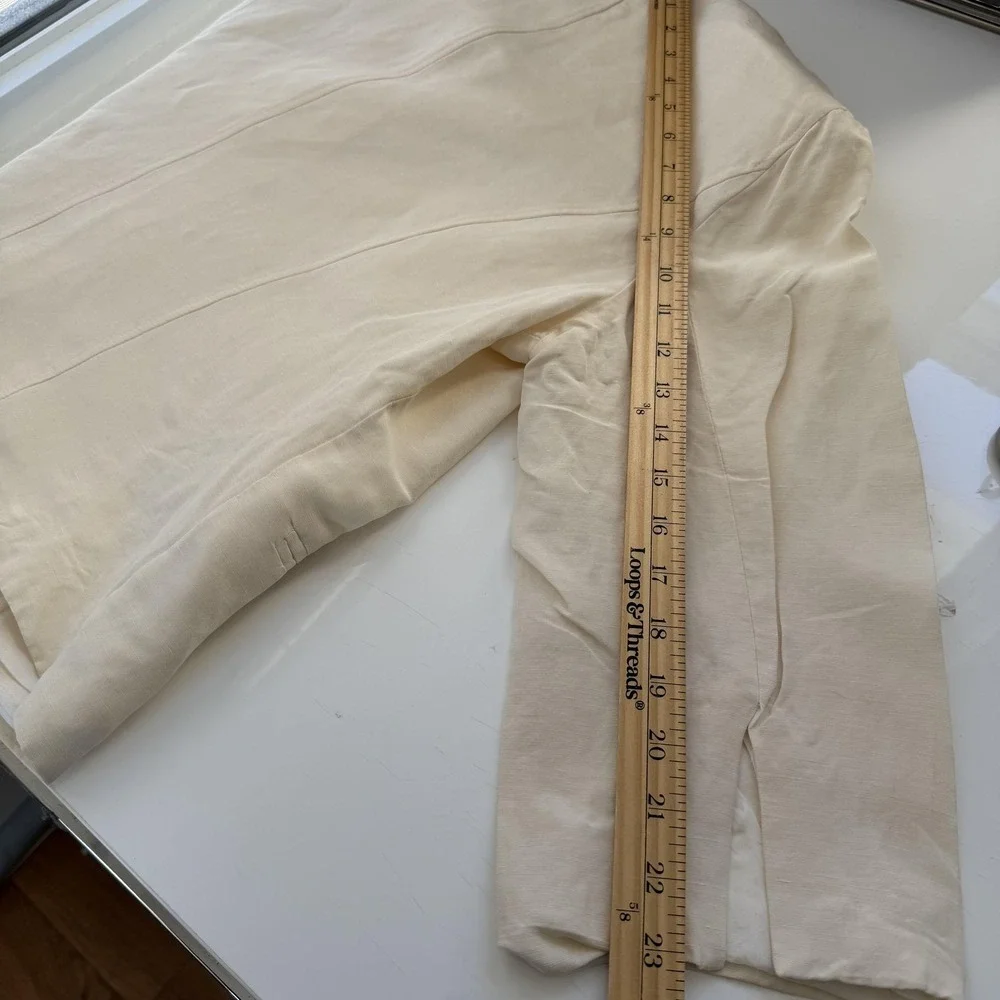 Vintage Max Mara Jacket Womens Large White Linen Silk Cropped Made‎ Italy Blazer